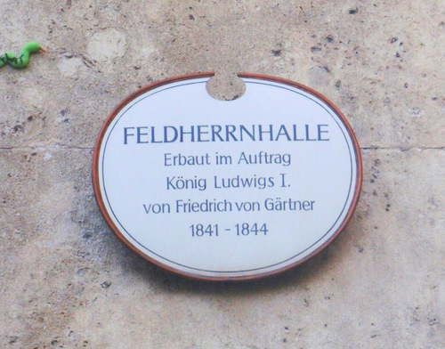 Feldherrnhalle's King Ludwig I placard.